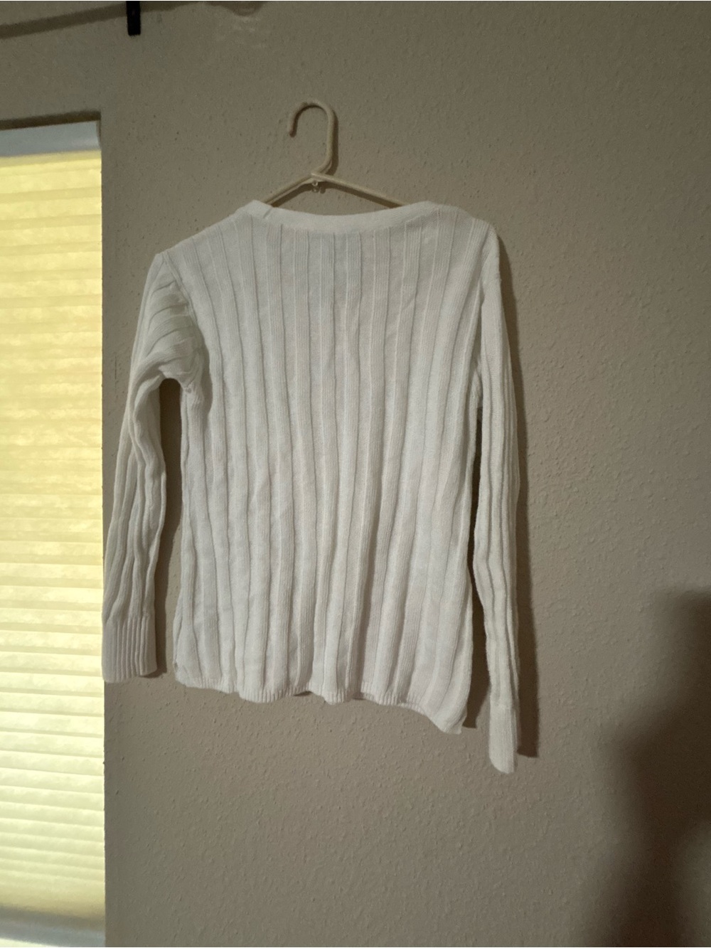 Talbots Cream Ribbed V-Neck Sweater - Picture 2 of 3